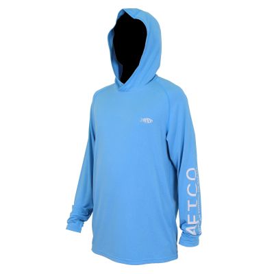 AFTCO Samurai Hooded Performance Long Sleeve Shirt - Vivid Blue Heather