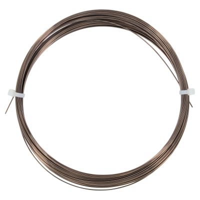 AFW Tooth Proof Steel Single Strand Leader Wire coiled in a loop with brown metallic finish, secured by two white plastic ties.