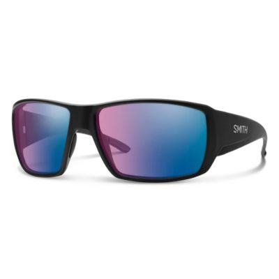 Smith Guide's Choice Sunglasses - Matte Black Frame - ChromaPop Glass PolarChromic Rose Blue Mirror Lens