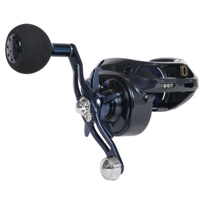 Daiwa Lexa HD500XH-P Baitcasting Reel shown in an angled view with a dark metallic body, power handle with oversized round knob, star drag, and low-profile baitcasting design.