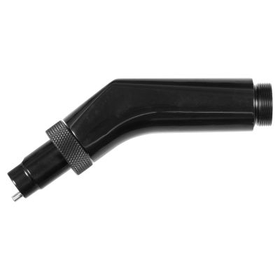 Dominion Rods Elite Quick Swap Bent Butt Adapter - #2 - Black black bent rod adapter with threaded end, textured locking ring, and small silver-colored connector pin.