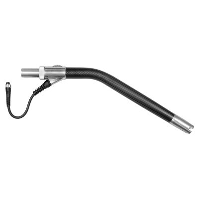 Dominion Rods E-Rod HD Bent Butt - Silver - curved black and gray carbon fiber rod butt section with silver-colored metal fittings and attached cable, featuring text "DOMINION" in silver-colored text.
