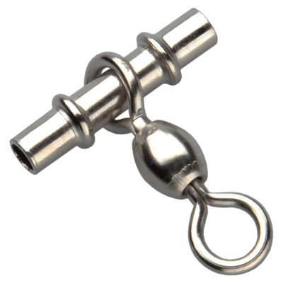Fathom Offshore HYDRO HD Dredge Swivels - Standard - 18pk, silver-colored swivel with a cylindrical crossbar, rotating oval connector, and circular wire eye.