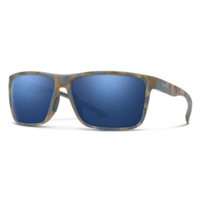Smith Riptide Sunglasses - Matte Flint / Tarmac Tortoise Frame - ChromaPop Glass Polarized Dark Blue Mirror Lens