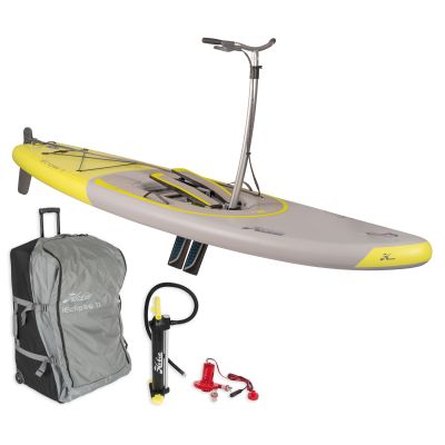 Hobie Mirage iEclipse 11 Inflatable Stand Up Pedalboard - Seagrass Green w/ Rolling Travel Bag, High Pressure Hand Pump, and High Volume Electric Pump(Included with Purchase) 