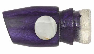Joe Yee by Kegz Apollo Lure - #3 - Purple pearl angle-face trolling lure with white pearl shell eyes.