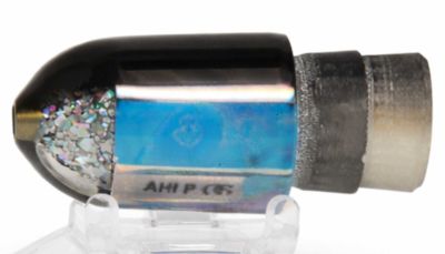 Marlin Magic AP Bullet Standard Lure - #16 - Black top bullet shaped trolling lure with a blue shell insert.