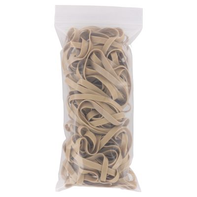 Natural #64 Aero rubber bands packaged in a clear 1/4 lb resealable bag.