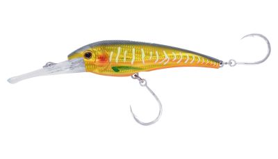 Nomad Design DTX Minnow HD Sinking Lure - 220mm - Gold Glow. Rear and Bottom Single Hook