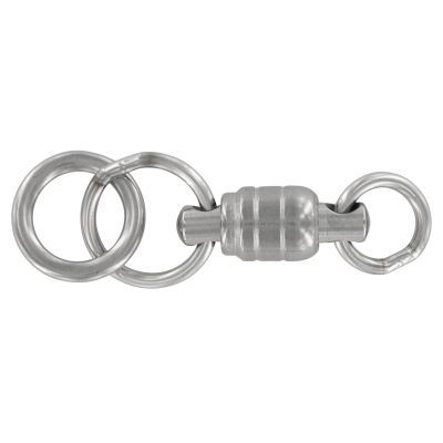 Owner Assist Spin Swivels - 2 Pk. - Size #4, silver colored swivel with central barrel body, split rings on both ends, one solid ring attached, smooth rounded metal surfaces