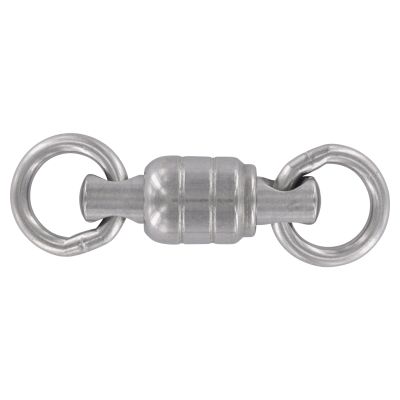 Owner Hyper Spin Swivels - 2 Pk. - Size #5, silver colored swivel with central barrel body and two solid rings on each end, smooth rounded metal surfaces with compact cylindrical shape