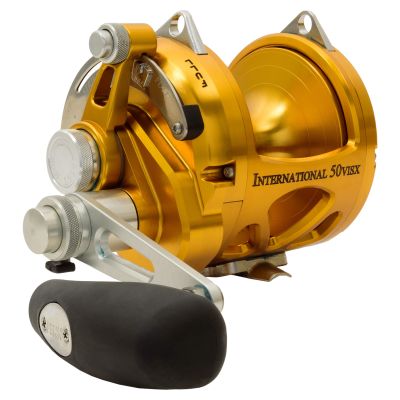 Penn International 50VISX Two Speed Reel - Gold - Handle Side