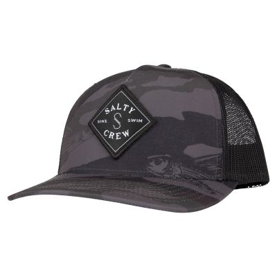 Salty Crew SeaLine Retro Trucker Hat - Black Camo - Front