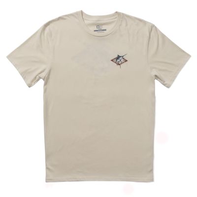 Salty Crew Diamond Marlin Tee - Bone - Front view of a short-sleeve T-shirt with small marlin graphic over diamond-shaped Salty Crew logo on the left chest.