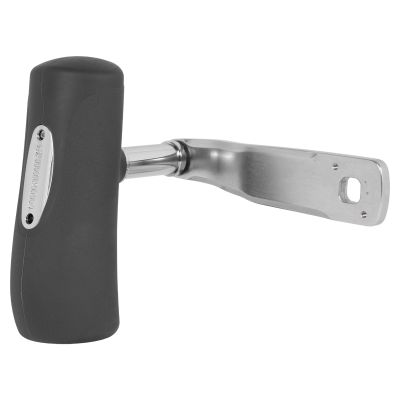 Shimano Talica A 40II/50II T-Bar Replacement Handle with black contoured grip, silver-colored metal arm, and inset Shimano logo plate secured with two screws.