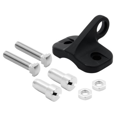 Shimano Tiagra & Talica 50/50W Replacement Clamp Kit. There is one clamp, which is black. The nuts and bolts are silver color. There are two bolts, two nut A and two nut B.