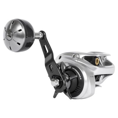 Shimano Tranx 400HGB Baitcasting Reel silver low-profile body with black single power handle round knob silver spool opening gold-colored line guide Micromodule text visible shown in 3/4 handle side view.