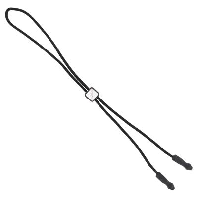 Suncloud Rope Retainer black braided cord with adjustable square slider featuring Suncloud logo and rubber grip ends.