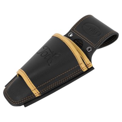 Toit Double Deckhand Sheath, black with yellow pocket accents, 3/4 view.