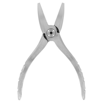 Toit Fishing Titanium Fishing Pliers. Patent number GB2309765.2 on handle side. On other handle side shows text Only by Toit fishing logo.