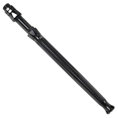 Winthrop Tackle Glue Through Epic Butt, Short #1 size, black anodized finish with fluted shaft. Features an open-frame locking collar with silver accents and a mushroomed gimbal at the base for use with a fighting belt or rod holder.