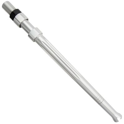 Winthrop Tackle Epic Butt, Long #2 size, silver anodized finish with fluted shaft. Features silver-colored locking nuts with a black ring at the top and a mushroomed gimbal at the base for use with a fighting belt or rod holder.