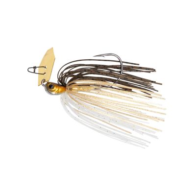 Z-Man CB Jackhammer Baby Jack Bladed Jig in Golden Shiner color with a gold blade, gold head, and white and gold skirt with brown accents