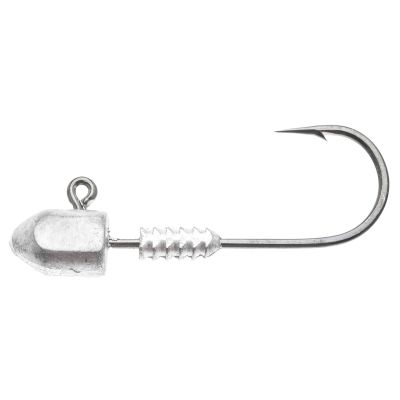 Z-Man HeadlockZ HD Jighead with a silver weighted head, screw-lock bait keeper, and single fishing hook.