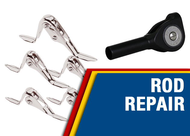 Rod Repair. Image shows a black rod tip and a silver color guides.